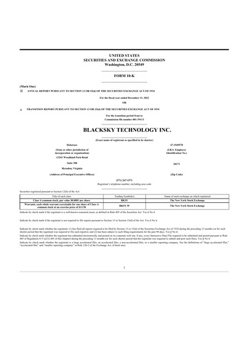 Miniature BlackSky Technology 10-K Rapport annuel 2022