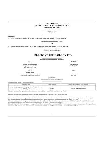 Miniature BlackSky Technology 10-K Rapport annuel 2024