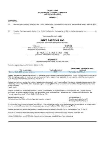 Thumbnail Interparfums 10-Q Quarterly Report FY2022 