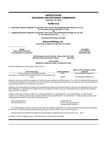 Vorschaubild Soluna Holdings 10-Q Quartalsbericht 2022 