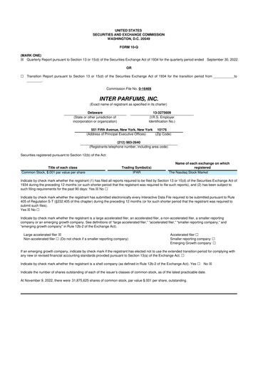 Thumbnail Interparfums 10-Q Quarterly Report FY2022 