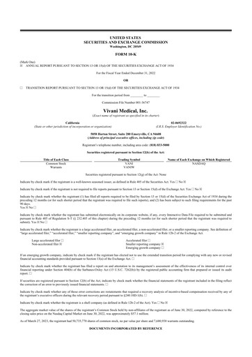 Thumbnail Vivani Medical 10-K Annual Report 2022