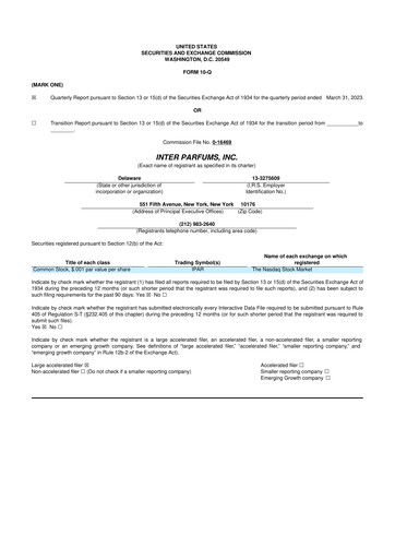 Thumbnail Interparfums 10-Q Quarterly Report FY2023 
