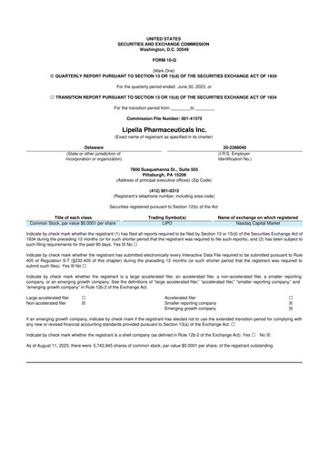 Thumbnail Lipella Pharmaceuticals 10-Q Quarterly Report FY2023 