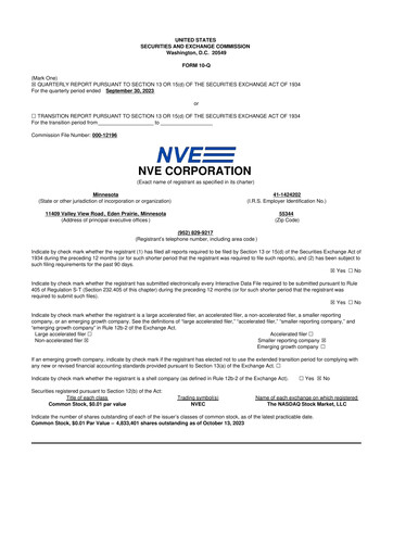 Thumbnail NVE Corporation
 10-Q Quarterly Report FY2024 