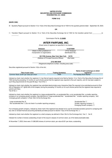 Thumbnail Interparfums 10-Q Quarterly Report FY2023 