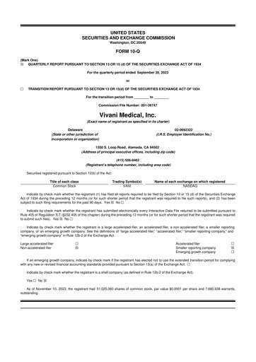 Vorschaubild Vivani Medical 10-Q Quartalsbericht 2023 