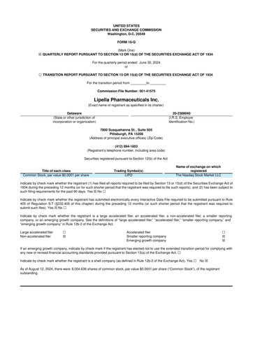 Thumbnail Lipella Pharmaceuticals 10-Q Quarterly Report FY2024 