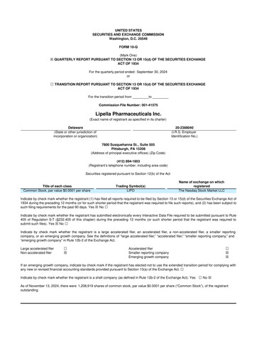 Thumbnail Lipella Pharmaceuticals 10-Q Quarterly Report FY2024 