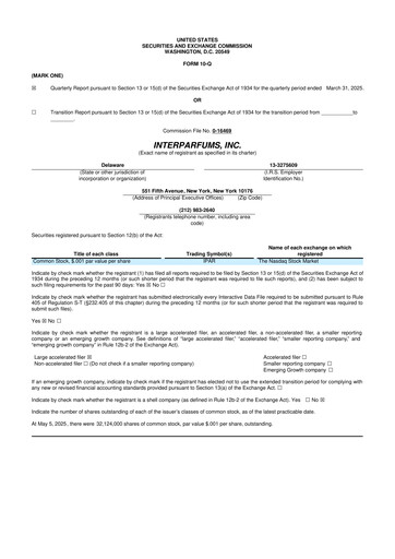 Thumbnail Interparfums 10-Q Quarterly Report FY2025 