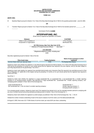 Thumbnail Interparfums 10-Q Quarterly Report FY2025 