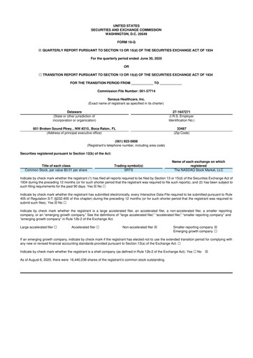 Thumbnail Sensus Healthcare 10-Q Quarterly Report FY2025 