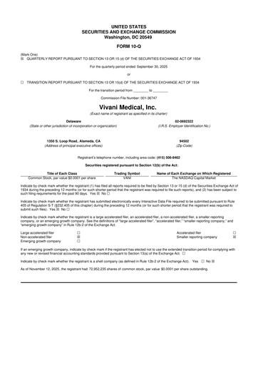 Vorschaubild Vivani Medical 10-Q Quartalsbericht 2025 