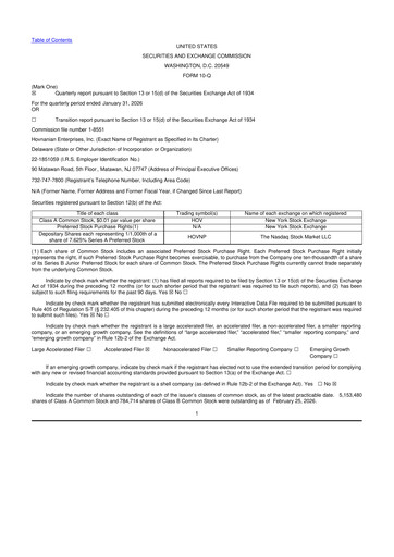 Thumbnail Hovnanian Enterprises
 10-Q Quarterly Report FY2026 