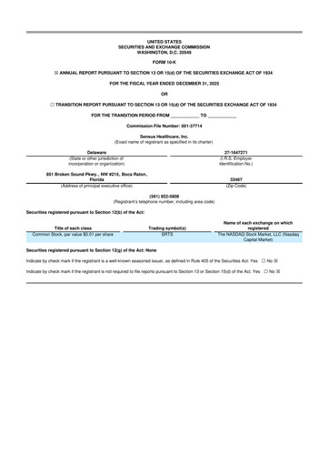 Thumbnail Sensus Healthcare 10-K Annual Report 2025