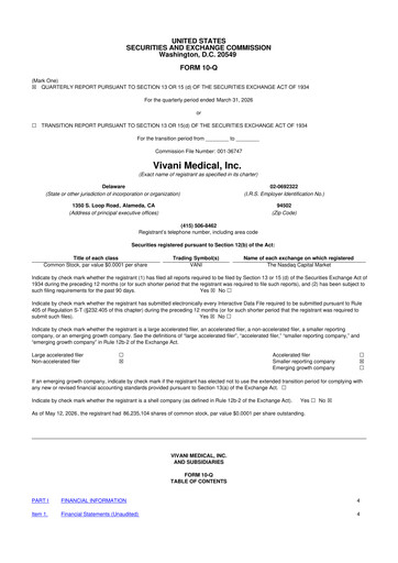 Thumbnail Vivani Medical 10-Q Quarterly Report FY 