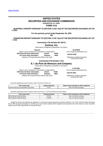 Thumbnail Corteva
 10-Q Quarterly Report FY 