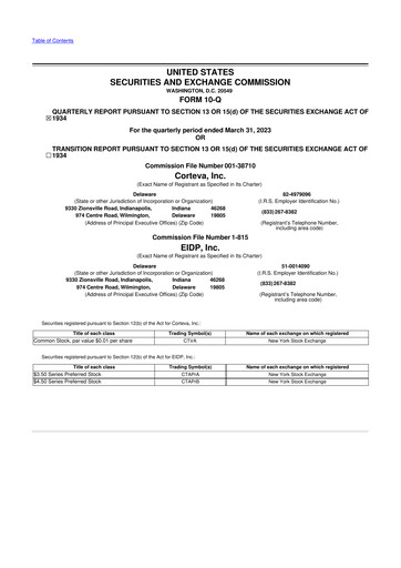Thumbnail Corteva
 10-Q Quarterly Report FY 