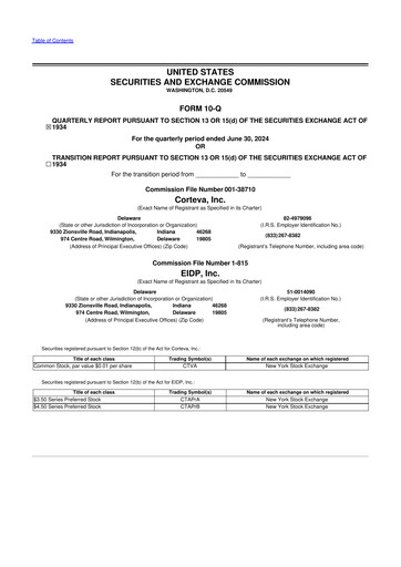 Thumbnail Corteva
 10-Q Quarterly Report FY 