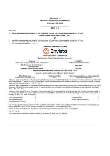 Thumbnail Envista

 10-Q Quarterly Report FY2021 