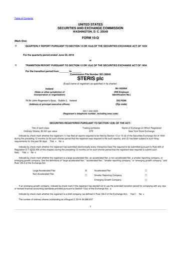 Miniature Steris 10-Q Rapport trimestriel 2020 