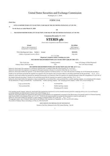 Thumbnail Steris 10-K Annual Report 2020