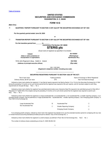 Miniature Steris 10-Q Rapport trimestriel 2021 