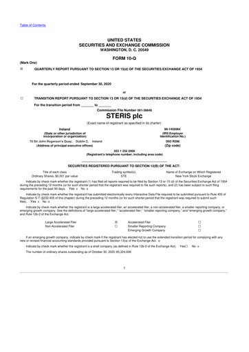 Miniature Steris 10-Q Rapport trimestriel 2021 