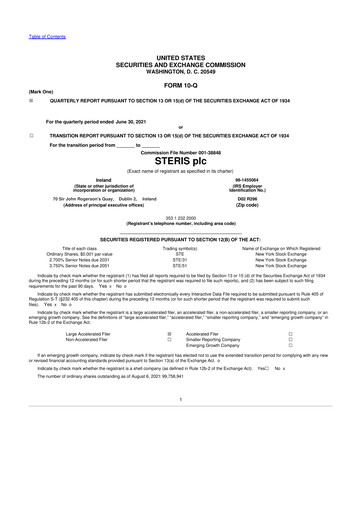 Miniature Steris 10-Q Rapport trimestriel 2022 