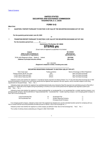 Miniature Steris 10-Q Rapport trimestriel 2023 