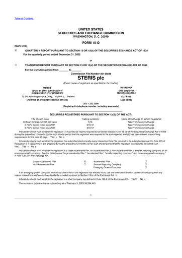 Miniature Steris 10-Q Rapport trimestriel 2023 