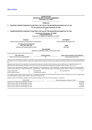 Thumbnail Tradeweb 10-Q Quarterly Report FY2020 