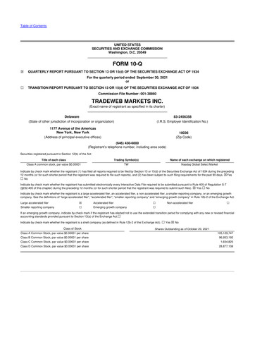 Thumbnail Tradeweb 10-Q Quarterly Report FY2021 