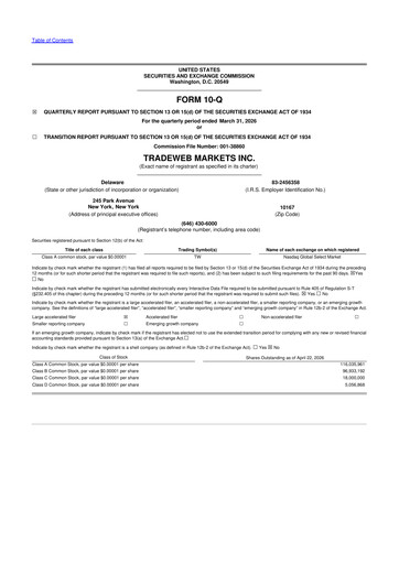 Thumbnail Tradeweb 10-Q Quarterly Report FY 