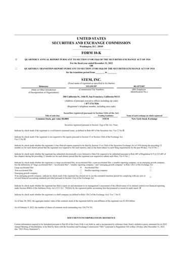 Vorschaubild Stem, Inc
 10-K Jahresbericht 2022