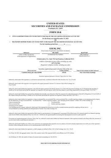 Vorschaubild Stem, Inc
 10-K Jahresbericht 2024