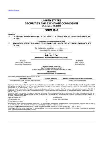 Thumbnail Lyft 10-Q Quarterly Report FY2020 