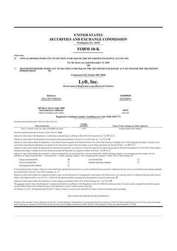 Thumbnail Lyft 10-K Annual Report 2020