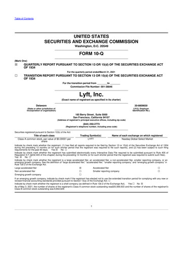 Thumbnail Lyft 10-Q Quarterly Report FY2021 