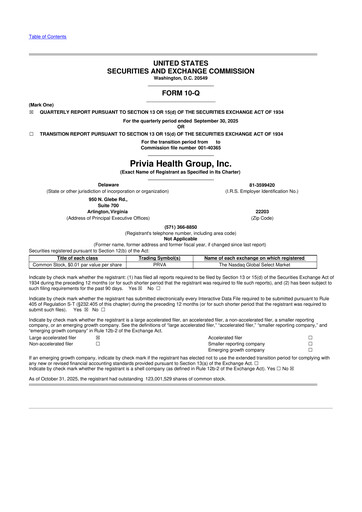 Thumbnail Privia Health Group 10-Q Quarterly Report FY2025 