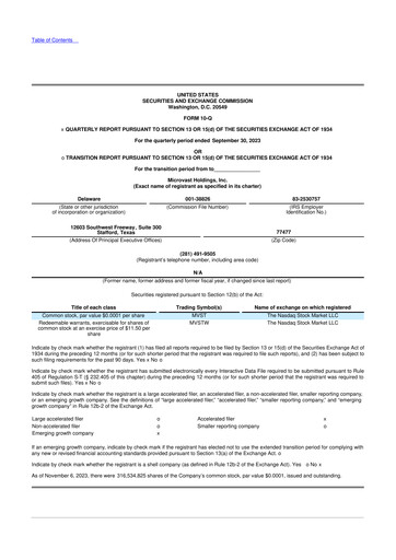 Thumbnail Microvast 10-Q Quarterly Report FY2023 