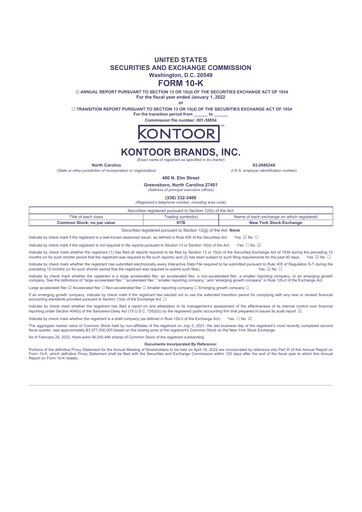 Thumbnail Kontoor Brands
 10-K Annual Report 2021