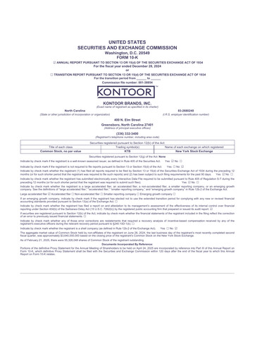 Thumbnail Kontoor Brands
 10-K Annual Report 2024