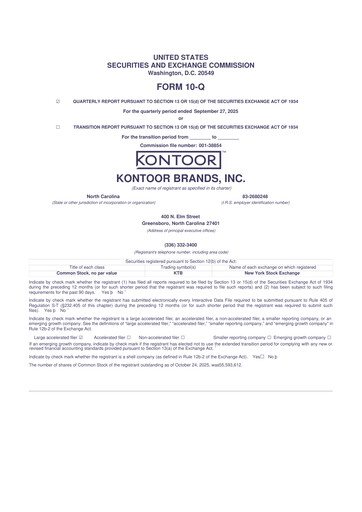 Thumbnail Kontoor Brands
 10-Q Quarterly Report FY2025 