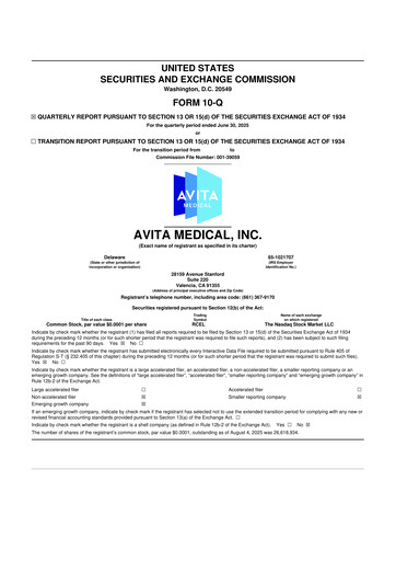 Vorschaubild AVITA Medical
 10-Q Quartalsbericht 2025 