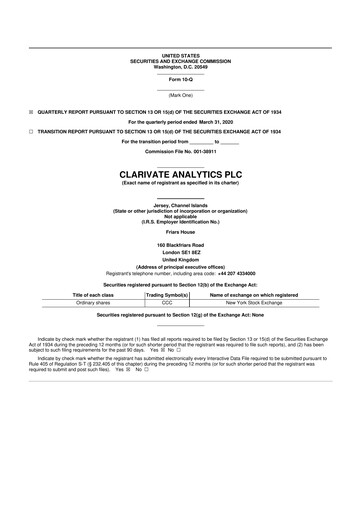 Thumbnail Clarivate 10-Q Quarterly Report FY2020 