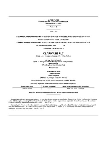Thumbnail Clarivate 10-Q Quarterly Report FY2020 