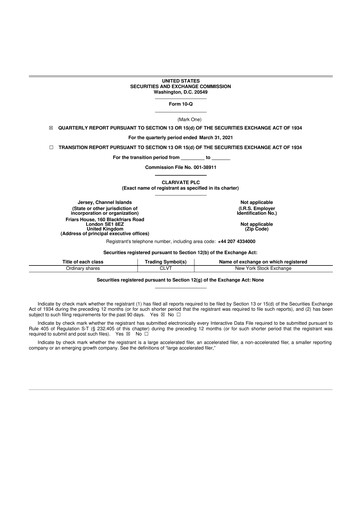 Thumbnail Clarivate 10-Q Quarterly Report FY2021 