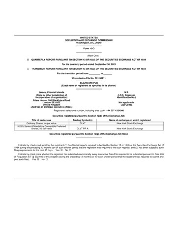 Thumbnail Clarivate 10-Q Quarterly Report FY2021 