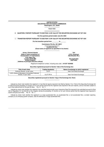 Thumbnail Clarivate 10-Q Quarterly Report FY2022 